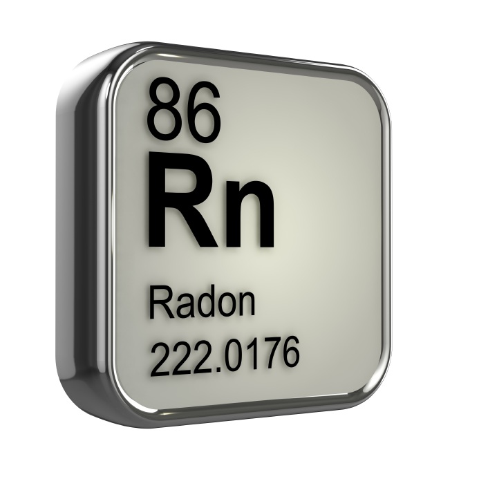 3d render of radon element from periodic table